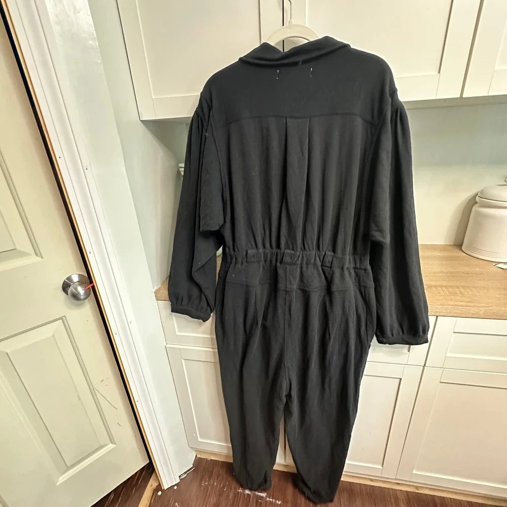 Free People Beach Faye Jumpsuit Womens L Black Long Sleeve Utility Relaxed Boho - Picture 3 of 16